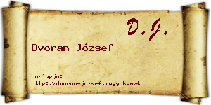 Dvoran József névjegykártya